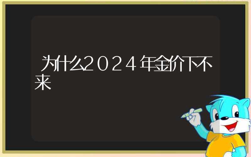 为什么2024年金价下不来